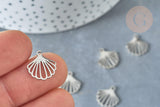 Pendentif Coquillage acier 304 inoxydable platine 13.5mm,x1 (G8022)