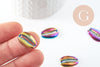 Pendentif Coquillage cauris zamac multicolore 19mm, coquillage zamac irisé multicolore , x1 (G7458)