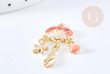 Pendentif Coquillage émail coloré zamac doré 35.5mm, Pendentif doré estival, x1 G8859