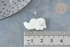 Pendentif Eléphant nacre blanche naturelle laiton platine 15~17mm,pendentif éléphant, création bijoux coquillage blanc, x1 G7857