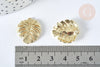 Pendentif Feuille tropicale zamac doré 21,5mm,pendentif création bijoux doré, x1 G7437