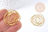 Pendentif Fleur Rose ajourée laiton brute 32mm, x1 (G8770)