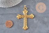 Colgante Cruz Grande de zamak dorado 75mm, x1 (G2368)