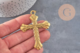 Colgante Cruz Grande de zamak dorado 75mm, x1 (G2368)