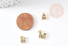 Pendentif Lettre laiton doré zircons colorés 8.5~9.5mm, x1 (G1570)