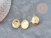 Pendentif Locket Médaillon ovale laiton doré 18K zircon 22x19.5mm, x1 (G9046)