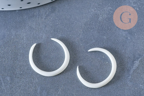 Pendentif Lune corne blanche naturelle 21x2mm, pendentif lune en corne naturelle, création bijoux, x1, G6496