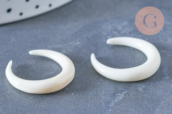 Pendentif Lune corne blanche naturelle 23x4mm, pendentif lune en corne naturelle, création bijoux, x1, G6495