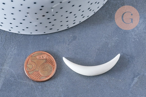 Pendentif Lune corne blanche naturelle 45x6mm, pendentif lune en corne naturelle blanche, création bijoux, x1, - G6490