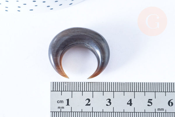 Pendentif Lune corne noire naturelle 37x10mm, pendentif lune en corne naturelle blanche, piercing écarteur corne naturelle x1 - G6480