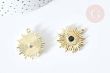 Pendentif Mauvais Oeil résine noire zamac doré 27,5mm, Pendentif zamac doré pour création bijou chance, x1 G8087