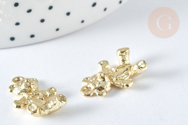 Pendentif Ourson zamac doré clair 20.5mm, x1 (G7414)