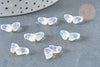 Pendentif Papillon verre transparent AB laiton doré 10mm, pendentif cristal, x5 ou x10 (G7843)