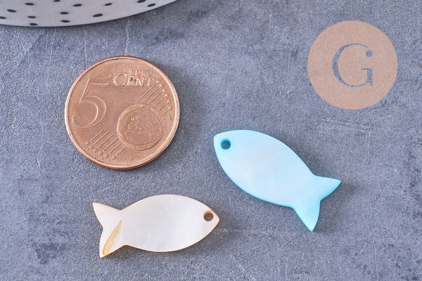 Pendentif Poissons nacre multicolore 19-24mm, x5 (G10630)
