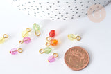 Pendentif Rond Acrylique couleur mixte fer doré 11~11,5mm, perles acryliques, X10 (G7883)