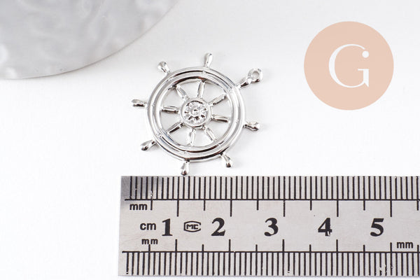 Pendentif Roue de bateau argenté x1 (G7516)