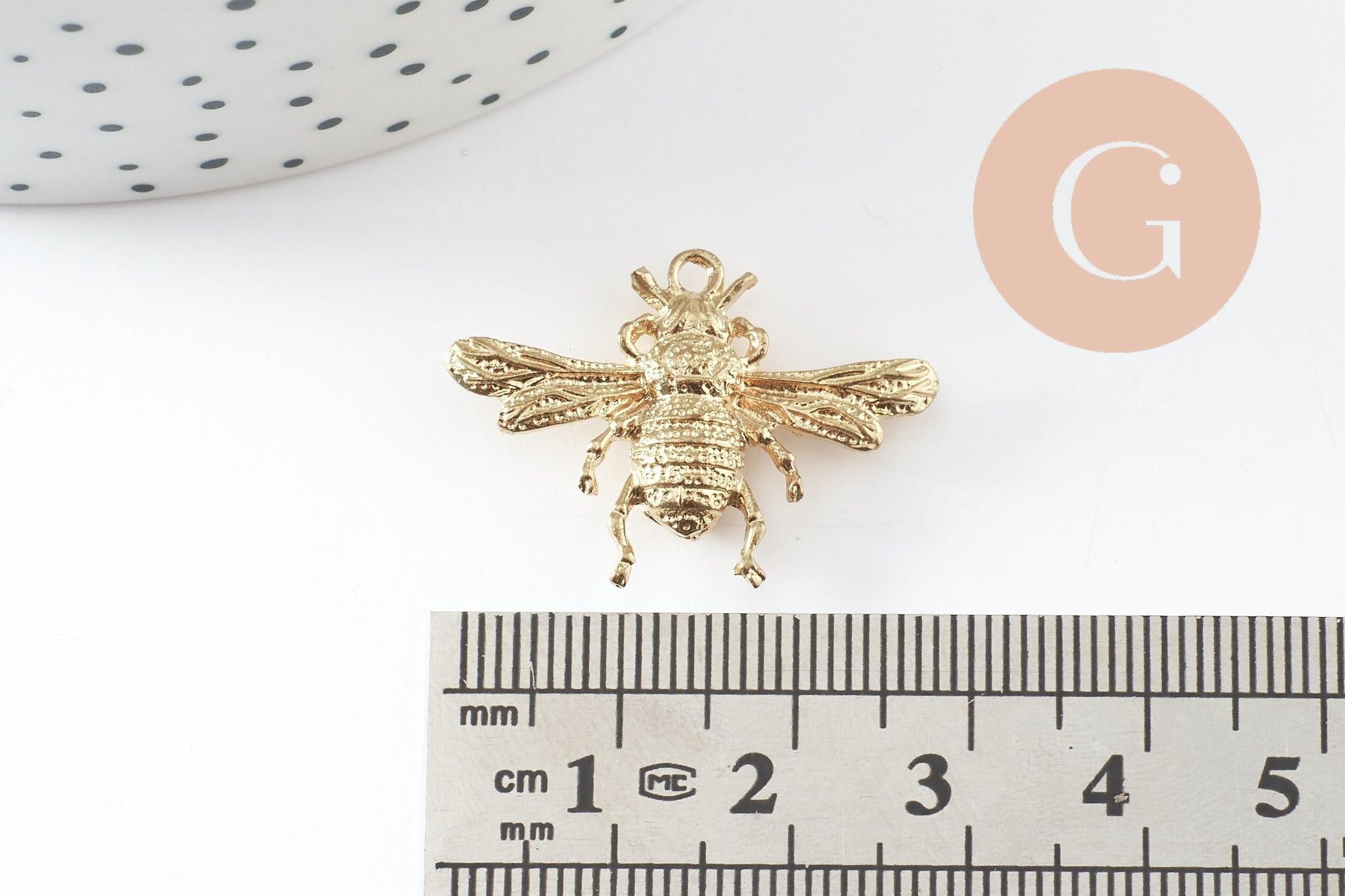 Pendentif abeille laiton brut 28mm,création bijoux laiton brut, x1 (G2960)