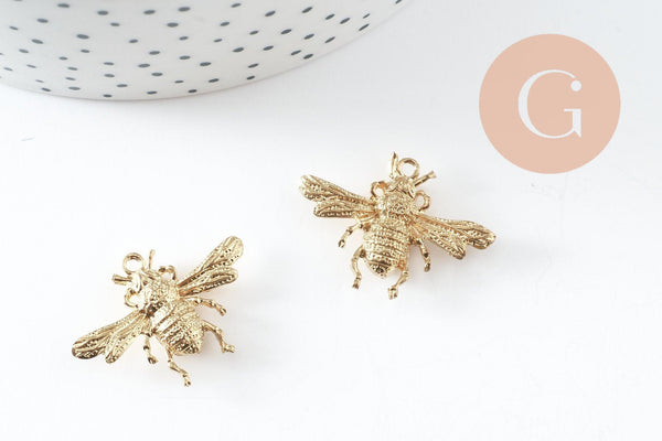 Pendentif abeille laiton brut 28mm,création bijoux laiton brut, x1 (G2960)