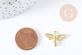 Pendentif abeille laiton doré 19mm, x2 (G1466)