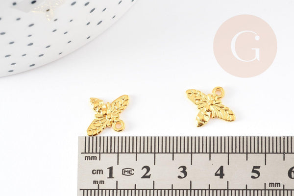 Pendentif abeille zamac doré 16mm,breloque création bijoux insecte, x10 G5327