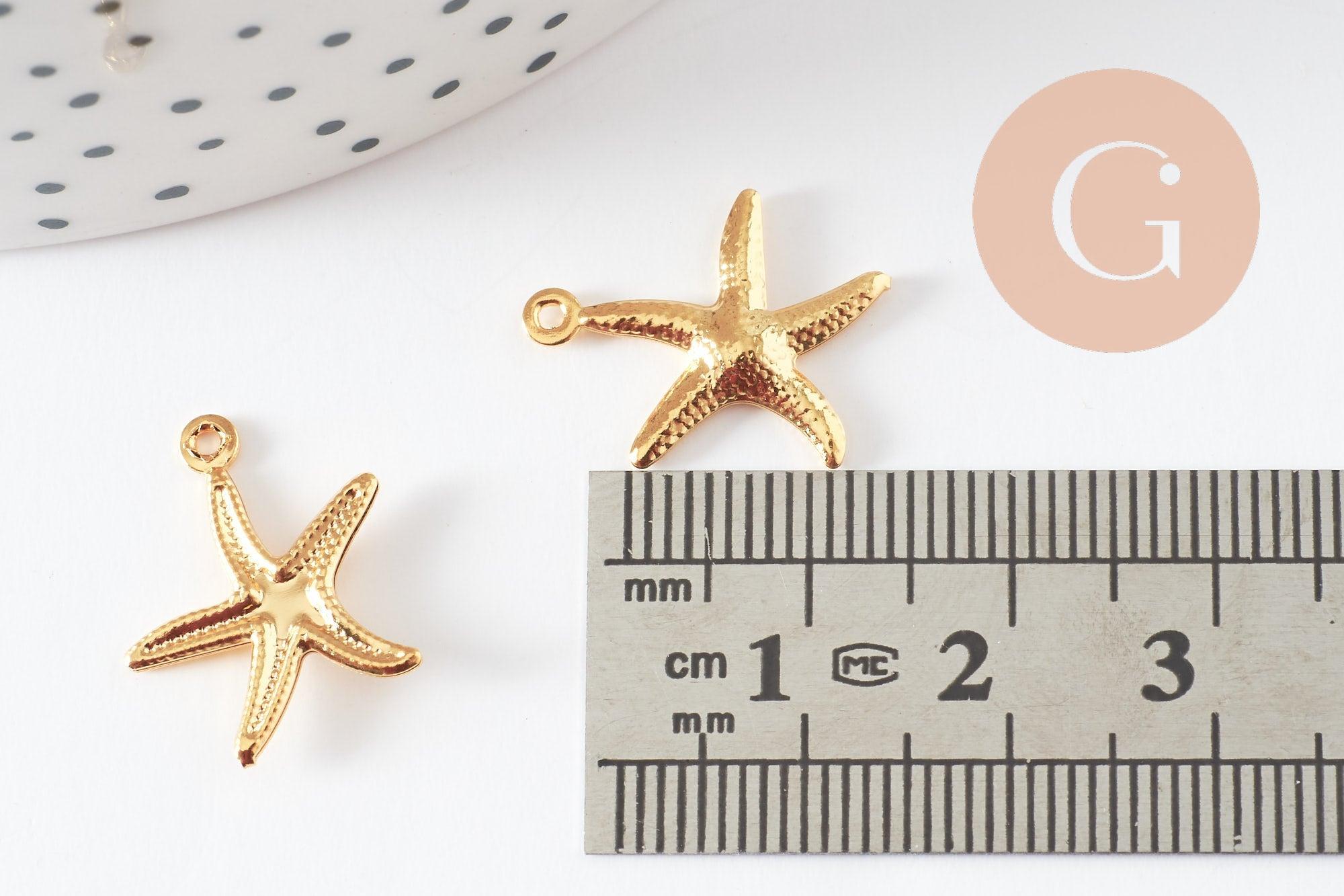 Pendentif acier 304 inoxydable doré étoile de mer 17mm, x1 (G9668)