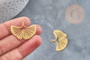 Pendentif acier 304 inoxydable doré feuille gingko 23mm, x1 (G6129)