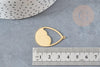 Pendentif goutte gravée nuage acier 304 inoxydable doré 30mm, x1 (G6244)