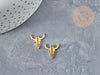 Pendentif acier doré inoxydable tête de vache 15mm, bijou acier hypoallergénique x1 (G4549)
