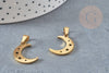Pendentif acier doré lune et étoiles 20mm, breloque doré, acier inoxydable doré, pendentif sans nickel, x1 G6160