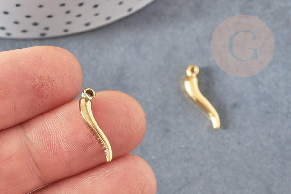 Pendentif acier inoxydable 304 doré piment 15mm, breloque doré acier pour création bijoux, x2 (G1982)