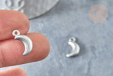 Pendentif acier inoxydable argenté lune 16mm, x 5 (G7508)