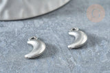 Pendentif acier inoxydable argenté lune 16mm, x 5 (G7508)