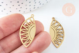 Pendentif marquise Soleil acier 201 inoxydable doré 35mm, x1 (G6648)