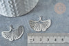 Pendentif acier inoxydable platine feuille gingko 23mm, x1 (G7610)