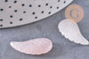 Pendentif aile Quartz Rose, pendentif en pierre naturelle, quartz rose naturel pour création bijoux pierre,24.5mm, x1 (G3203)