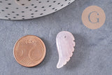 Pendentif aile Quartz Rose, pendentif en pierre naturelle, quartz rose naturel pour création bijoux pierre,24.5mm, x1 (G3203)