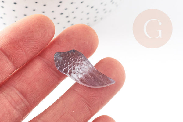 Pendentif aile fluorite, pendentif en pierre naturelle, fluorite naturel pour création bijoux 31mm, x1 (G4045)