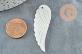 Pendentif aile nacre blanche naturelle 49mm, x1 (G3875)