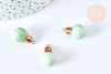 Pendentif ampoule porcelaine émaillé vert et or clair 20mm, pendentif porcelaine géométrique x1 (G7146)