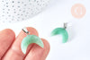 Pendentif aventurine verte lune acier inoxydable 18-19mm, pendentif pierre acier inoxydable, bijou pendentif pierre naturelle, x1 (G6997)