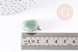 Pendentif aventurine verte naturelle roulé acier inoxydable platine 15-35mm, x1 (G4403)