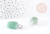 Pendentif aventurine verte roulé acier platine, pendentif pierre acier inoxydable, bijou pendentif pierre naturelle,15-35mm, x1 G4403