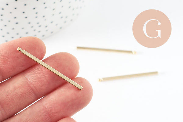 Pendentif barre rectangulaire laiton doré 40mm, pendentif fin pour création bijoux x10 G9677