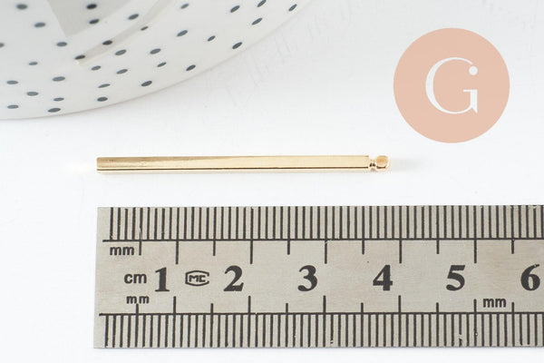 Pendentif barre rectangulaire laiton doré 40mm, pendentif fin pour création bijoux x10 G9677