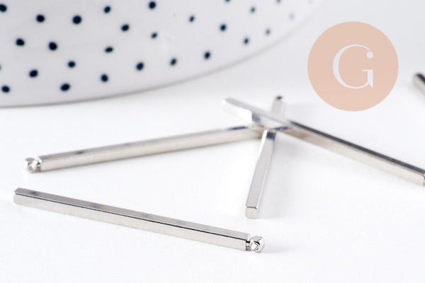 Pendentif barre rectangulaire laiton platine 40mm, x2 (G0662)