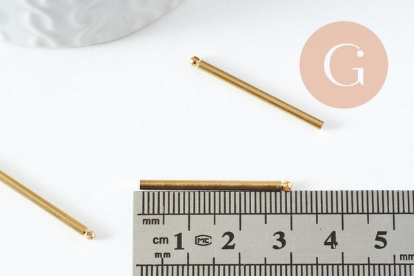 Pendentif barre ronde laiton brut 30mm, x10 (G1268)