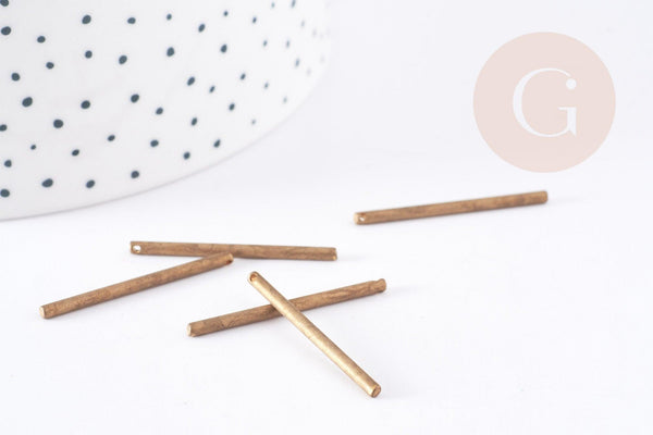 Pendentif barre ronde laiton brut 35mm,laiton brut sans nickel pour création bijoux, x10 G9077