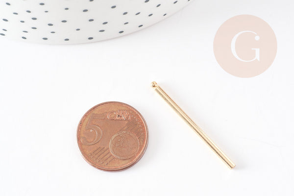 Pendentif barre ronde laiton doré 14K 35mm, x10 (G0043)