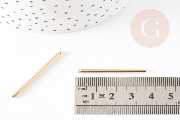 Pendentif barre ronde laiton doré 14K 35mm, x10 (G0043)