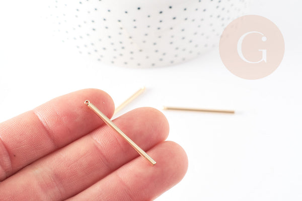 Pendentif barre ronde laiton doré 14K 35mm, x10 (G0043)